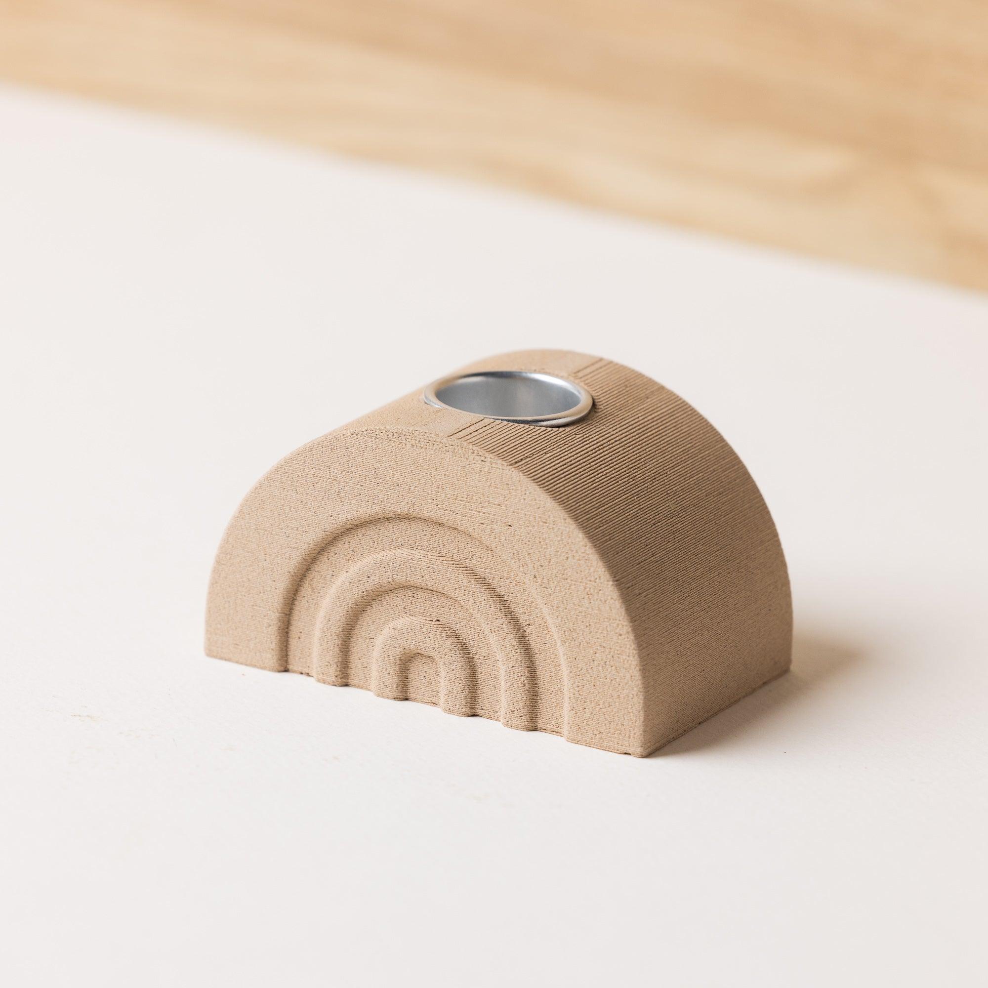 Bougeoir Arc en Ciel - A base de bois avec insert en metal