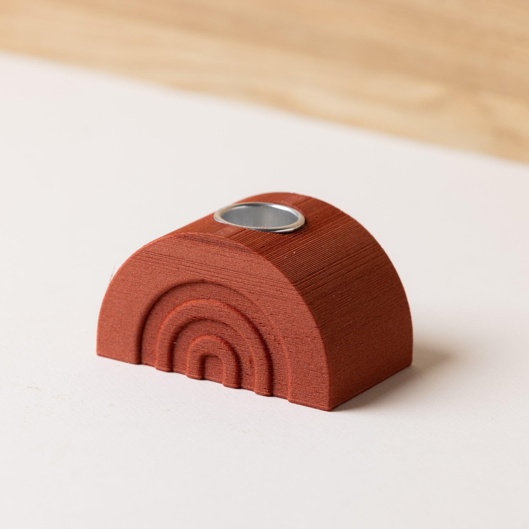 Bougeoir Arc en Ciel - A base de bois avec insert en metal
