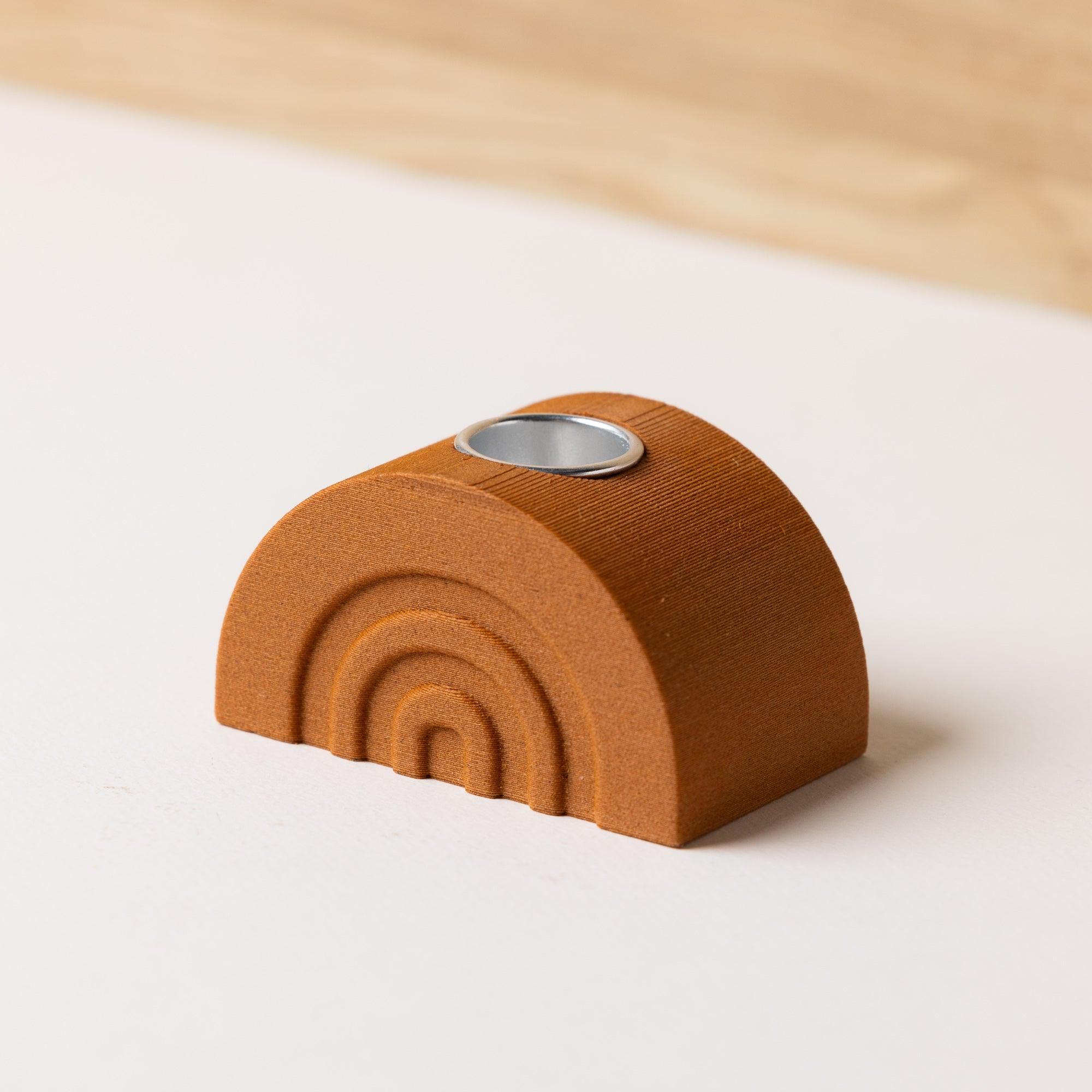Bougeoir Arc en Ciel - A base de bois avec insert en metal