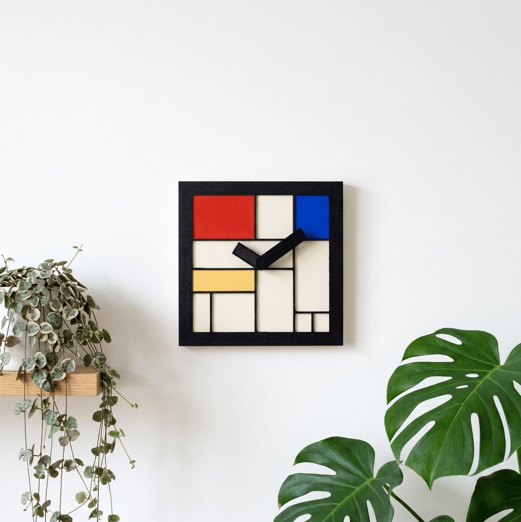 1 Horloge murale Mondrian - style Bauhaus - Originale et graphique
