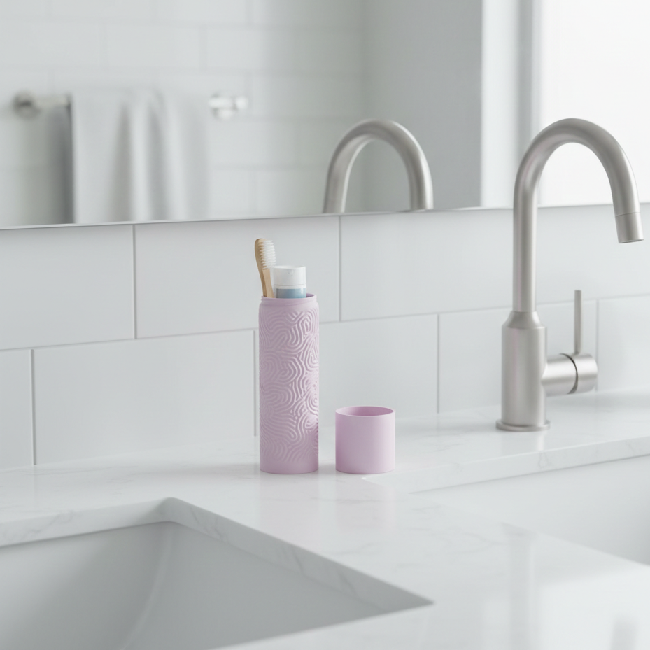 Boite de transport - Brosse à dent et stylos - Pastel